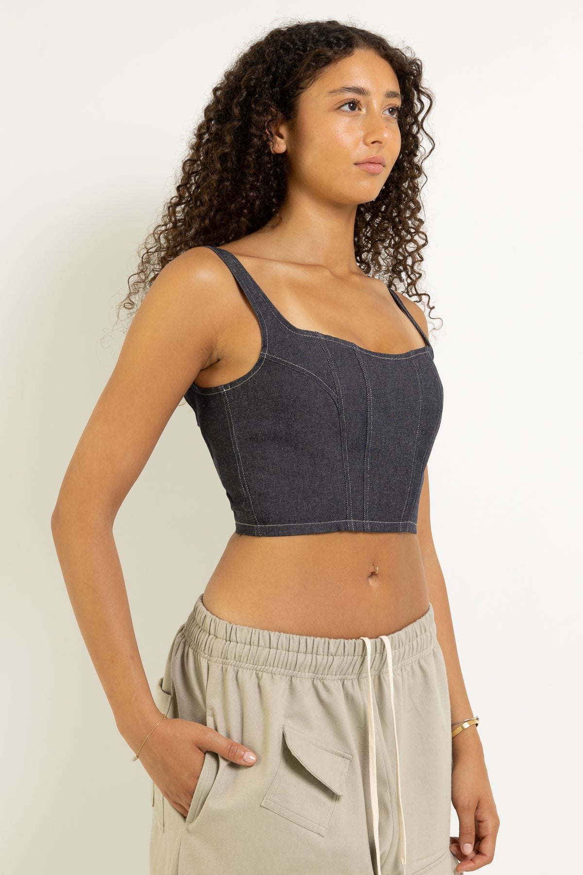 THALIA DENIM CORSET TOP - MERCY HOUSE