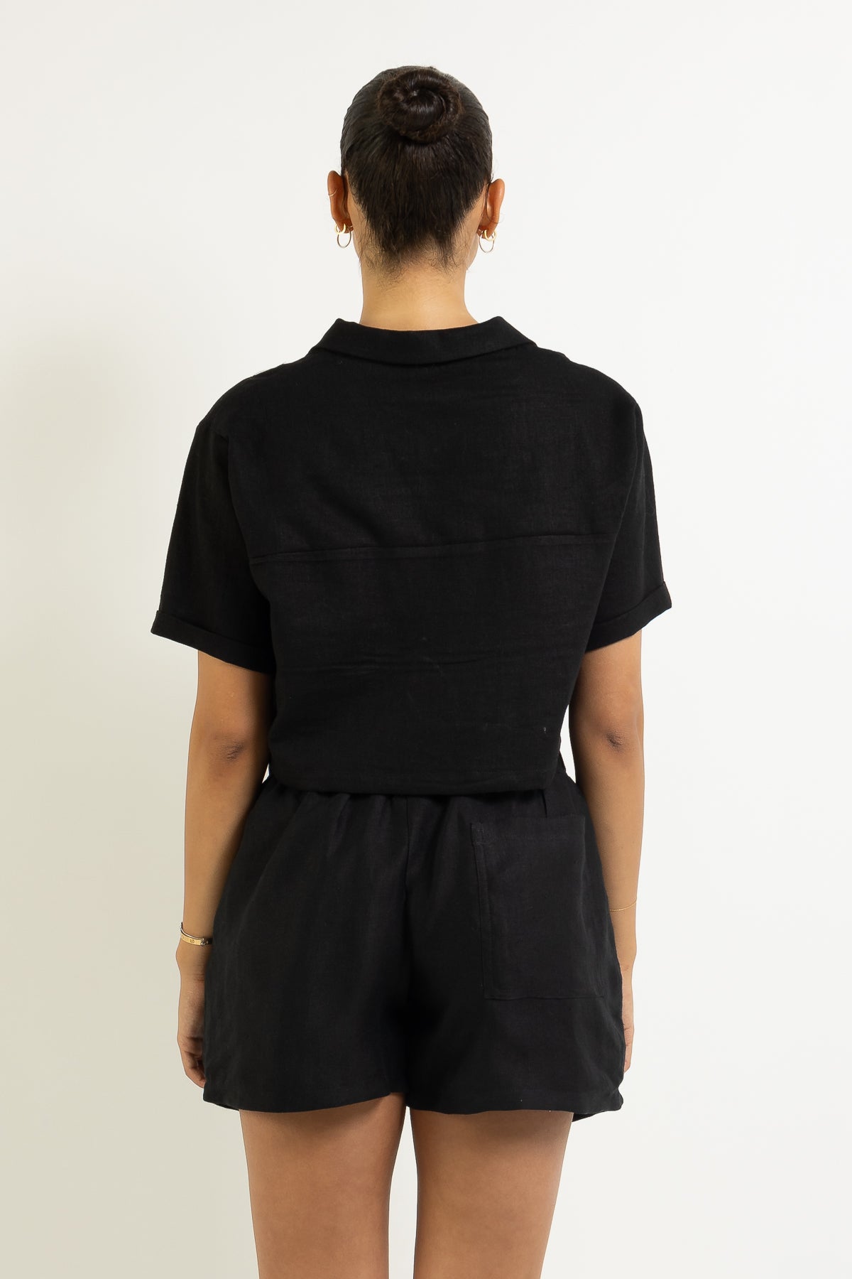 HORUS CROPPED LINEN RESORT SHIRT - MERCY HOUSE